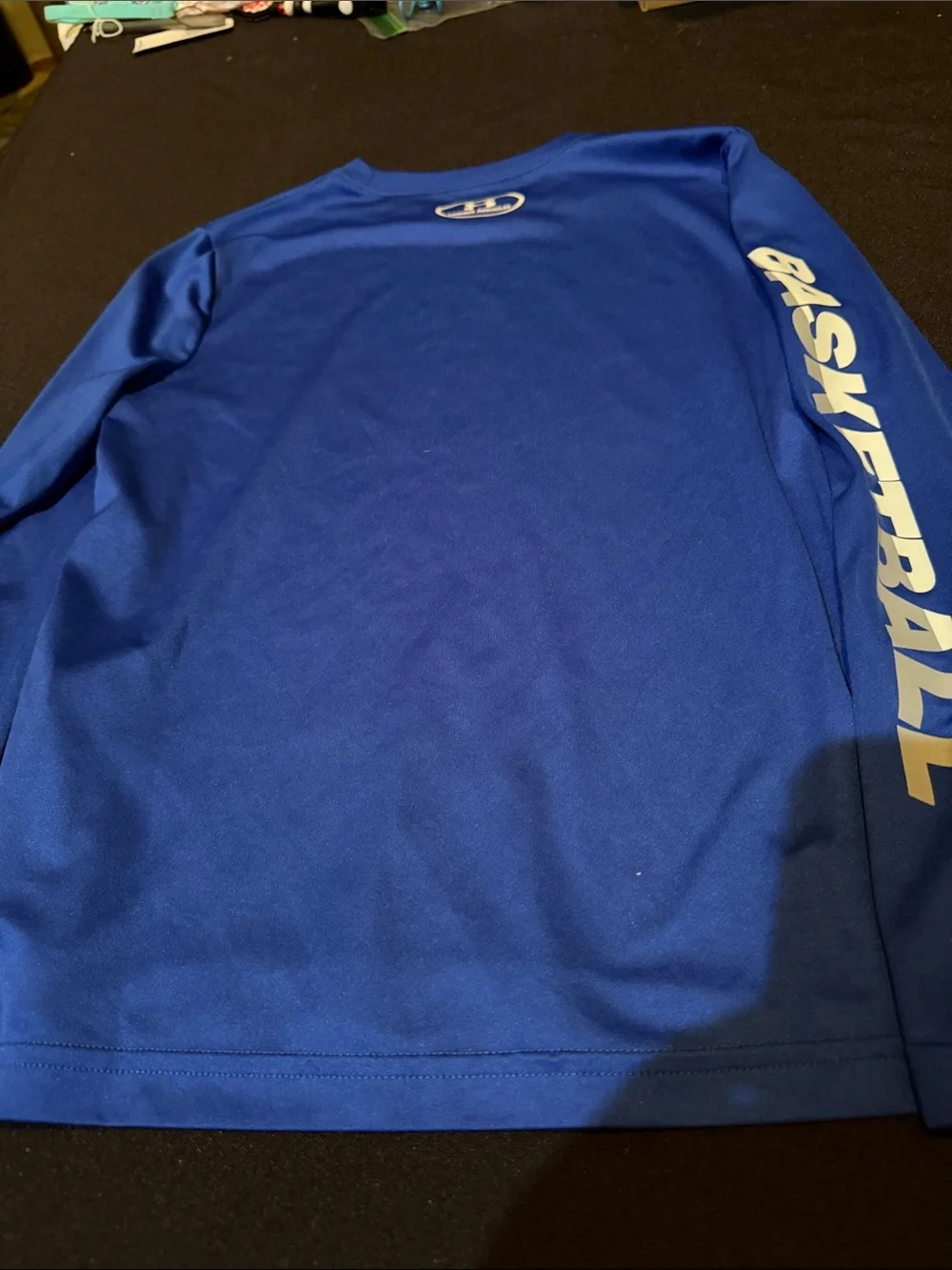 Under Armour Royal Blue Long Sleeve Athletic Top with White Logo